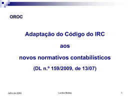 Adaptação do Código do IRC aos Novos Normativos Contabilísticos