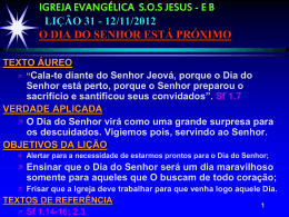 IGREJA EVANGÉLICA SOS JESUS - EB LIÇÃO 31