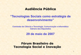 Apresentação do Instituto de Tecnologia Social (ITS)