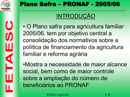 Resumo em slide do Pronaf 2005-06