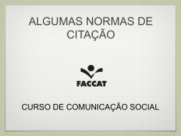 REGRAS SOBRE CITAÇÃO - Curso de Comunicação | Faccat