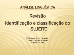 Análise lingüística - Colégio Candido Portinari