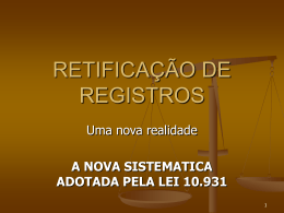 RETIFICAÇÃO DE REGISTROS - Faculdade de Direito de Franca