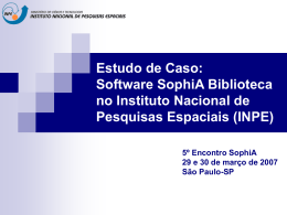 Software SophiA Biblioteca no Instituto Nacional - mtc-m17:80