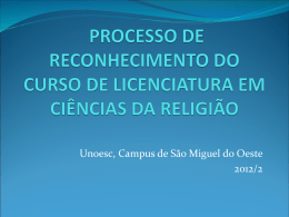 Reconhecimento Ciências da Religião 2012