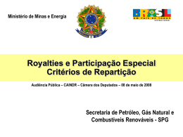 Ministério de Minas e Energia Royalties e Participação Especial