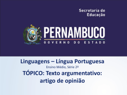 Texto argumentativo - Governo do Estado de Pernambuco