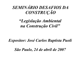 SEMINÁRIO DESAFIOS DA CONSTRUÇÃO “Legislação