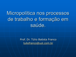 Fluxograma descritor do processo de trabalho Prof. Dr. Túlio Batista
