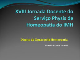 XVIII Jornada Docente do Serviço Phýsis de Homeopatia do IMH