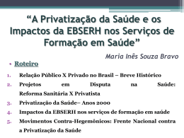 Privatização na saúde - EBSERH - ENPESS