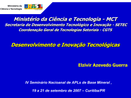 MCT-SETEC - Desenvolvimento e Inovação