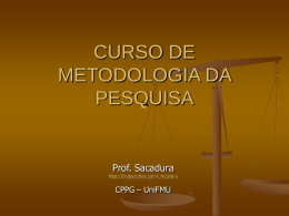 CURSO DE METODOLOGIA DA PESQUISA