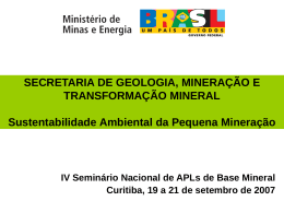 MME-SGM - Sustentabilidade Ambiental da Pequena Mineração