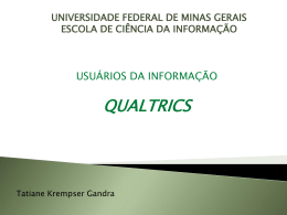 Qualtrics - Bogliolo - Universidade Federal de Minas Gerais