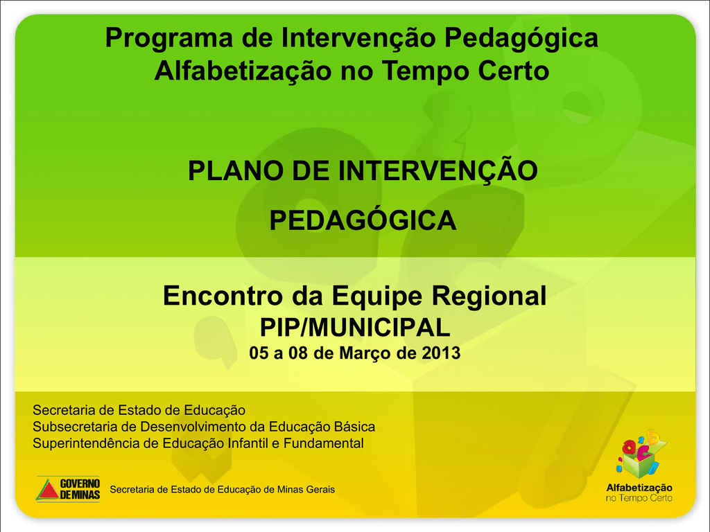 Plano De Intervenção Pedagógica