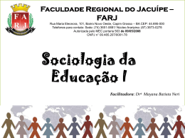sociologia da educação. - WEJ - Consultoria e Ensino Pedagógico
