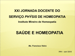 SAÚDE E HOMEOPATIA 10 e 11 - Serviço Phýsis de Homeopatia