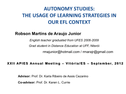 autonomy studies: the usage of learning strategies in our efl
