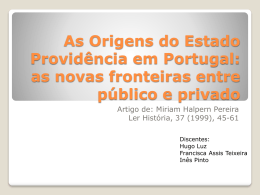 As Origens do Estado Providência em Portugal