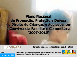 Plano Nacional - Conanda - Assistência e Desenvolvimento Social