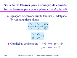 Solução de Blasius e parametros integrais da CL