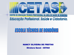 ETSUS DE RONDÔNIA - RET-SUS Rede de Escolas Técnicas do