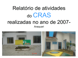 Relatório de atividades do CRAS realizadas no ano de 2007