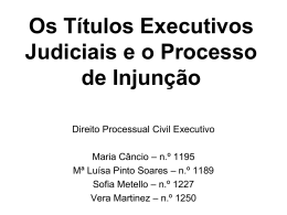 Processo de Injunção - Faculdade de Direito da UNL