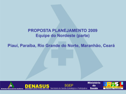 PROPOSTA PLANEJAMENTO 2009 - Nordeste