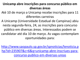 Unicamp abre inscrições para concurso público em diversas áreas