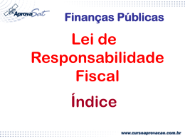 Finanças Públicas Lei de Responsabilidade