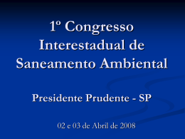 1º Congresso Interestadual de Saneamento Ambiental Presidente