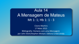 Aula 14 - A Mensagem de Mateus por Cicero N. Martins