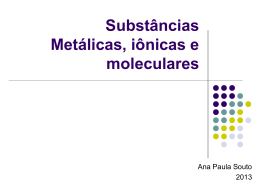 Substâncias Metálicas, iônicas e moleculares