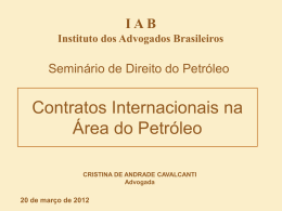 Apresentação da palestra - Dra. Cristina de Andrade Cavalcanti
