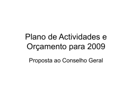 Plano de Actividades e Orçamento para 2009