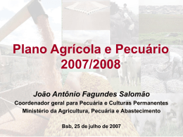 Plano Agrícola e Pecuário 2007/2008 João Antônio
