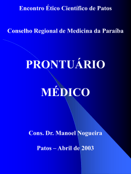 PRONTUÁRIO MÉDICO (PM) - Conselho Federal de Medicina