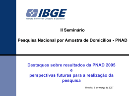 Destaques sobre resultados da PNAD 2005 e perspectivas