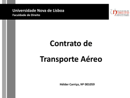Contrato de Transporte Aéreo - Faculdade de Direito da UNL