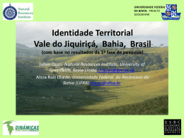 Dinâmicas Rurais Territoriais no Vale de Jiquiriçá, Bahia