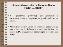 Sistema Gerenciador de Banco de Dados (SGBD ou