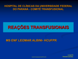 reações transfusionais - Hospital de Clínicas/UFPR