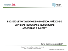 Projeto levantamento e diagnóstico jurídico de empresas incubadas