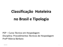 Classificação Hoteleira no e Brasil Tipologia