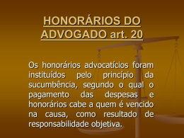 HONORÁRIOS DO ADVOGADO art. 20