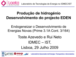 Produção de hidrogénio - desenvolvimento do projecto EDEN