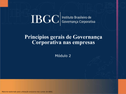 Princípios gerais de Governança Corporativa nas empresas