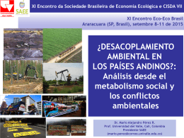 Diapositiva 1 - Sociedade Brasileira de Economia Ecológica